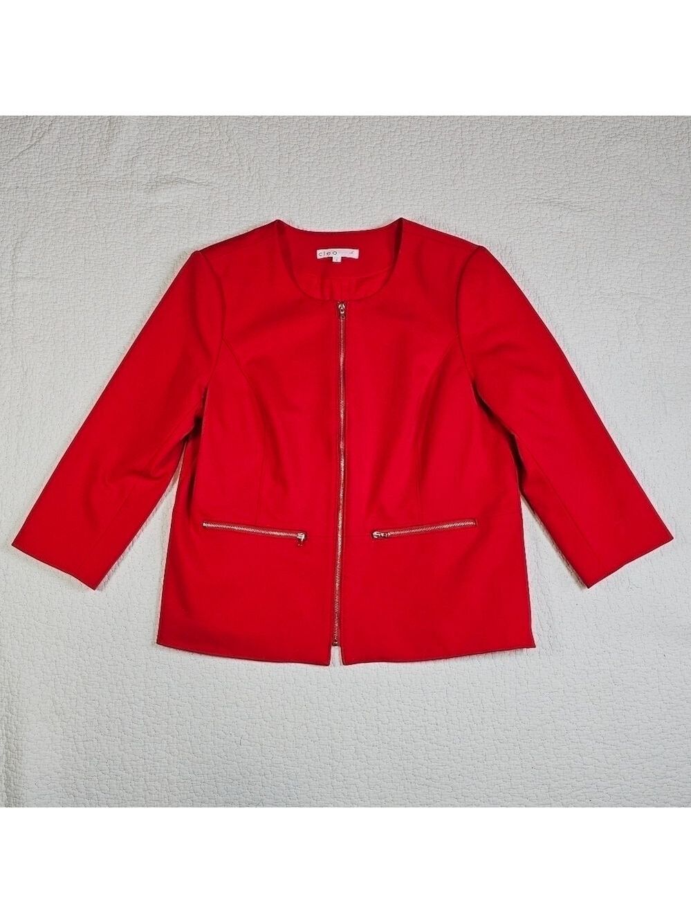 Cleo Red Zipper Blazer Jacket